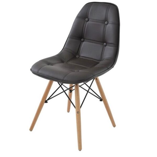 Cadeira Leda Botone Charles Eames Design Madeira Estofada Bas
