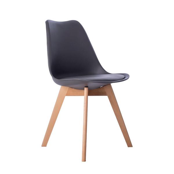 Cadeira Leda Eames Jantar Cozinha Com Assento Estofado Cinza