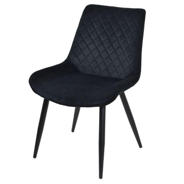 Cadeira Lívia Rivatti Estofada Em Veludo Preto Base Aço