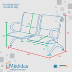 Cadeira Longarina 2 Lugares Cromada Sem Estofado