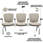 Cadeira Longarina 3 Lugares Aeroporto Recepção Cromado Baixa