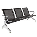 Cadeira Longarina 3 Lugares Assentos Espera Aeroporto Preta V