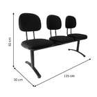 Cadeira Longarina 3 Lugares Preta Secretária