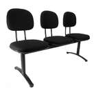 Cadeira Longarina 3 Lugares Preta Secretária