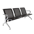 Cadeira Longarina 3 Lugares Preta Sem Estofado