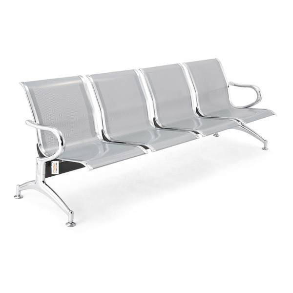 Cadeira Longarina 4 Lugares Cromada Sem Estofado