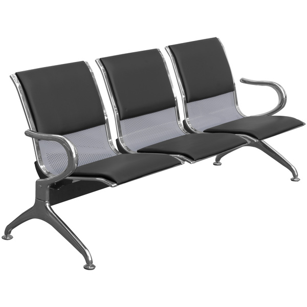 Cadeira Longarina Aeroporto 3 Lugares Cromado com Estofado -