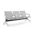 Cadeira Longarina Aeroporto Cromada 3 Lugares Com Braços