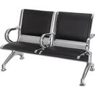 Cadeira Longarina Aeroporto Cromada Com Estofamento 2 Lugares