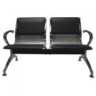 Cadeira Longarina Aeroporto Cromada Com Estofamento 2 Lugares