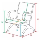 Cadeira Longarina Aeroporto Cromada Com Estofamento Preto 1 L