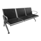 Cadeira Longarina Bob 3 Assentos - Preto