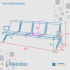 Cadeira Longarina Bob 4 Assentos - Preto