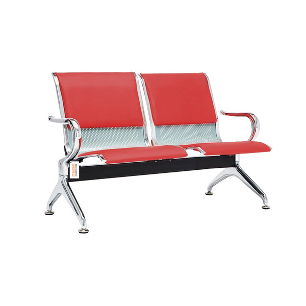 Cadeira Longarina Com Est Cromada 2 Lugares Colors - Vermelho