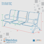 Cadeira Longarina Com Est Cromada 3 Lugares Colors - Branco