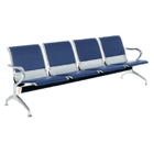 Cadeira Longarina Com Est Cromada 4 Lugares Colors - Azul Mar