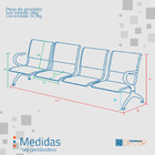 Cadeira Longarina Com Est Cromada 4 Lugares Colors - Marrom C