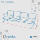 Cadeira Longarina Com Est Cromada 4 Lugares Colors - Vinho