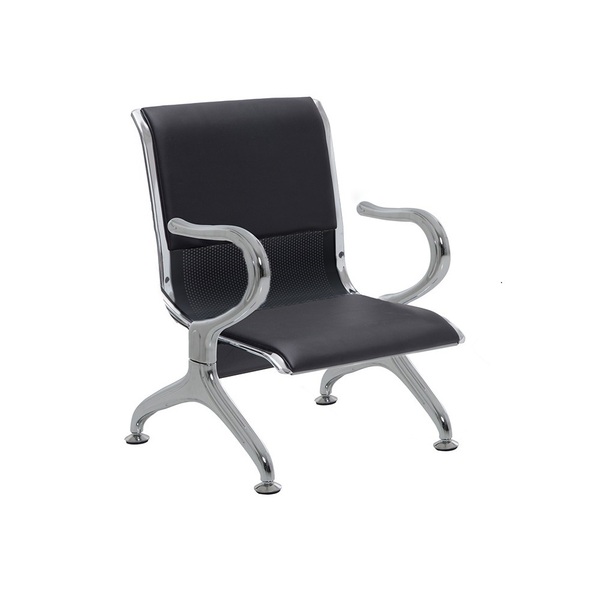 Cadeira Longarina Cromada 1 Lugar Com Estofado Preta Com Enco