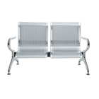 Cadeira Longarina Cromada 2 Lugares - Cinza