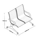 Cadeira Longarina Cromada 2 Lugares - Cinza