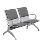 Cadeira Longarina Cromada 2 Lugares Com Estofado - Cinza