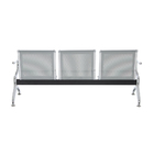 Cadeira Longarina Cromada 3 Lugares - Cinza