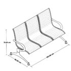 Cadeira Longarina Cromada 3 Lugares Com Estofado - Bege