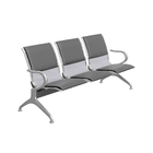 Cadeira Longarina Cromada 3 Lugares Com Estofado - Cinza