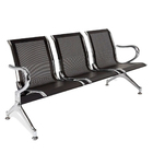 Cadeira Longarina Cromada 3 Lugares - Preto