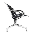 Cadeira Longarina Cromada 3 Lugares - Preto