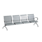 Cadeira Longarina Cromada 4 Lugares - Cinza