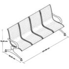 Cadeira Longarina Cromada 4 Lugares Com Estofado Preta