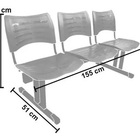 Cadeira Longarina Iso 3 Lugares Em Polipropileno Amarelo - 19