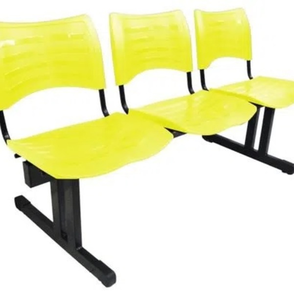 Cadeira Longarina Iso 3 Lugares Em Polipropileno Amarelo - 19