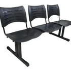 Cadeira Longarina Iso 3 Lugares Em Polipropileno Preto - 1950