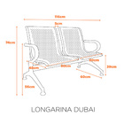 Cadeira Longarina Para Escritório 2 Lugares Dubai Fratini