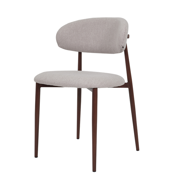 Cadeira Lucy Com Estofado Em Linho Cinza E Estrutura Metálica