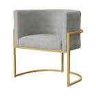 Cadeira Luna Base De Metal Dourada Linho Escolha Sua Cor - We