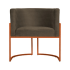 Cadeira Luna Para Clínica Estética Base De Metal Bronze Linho