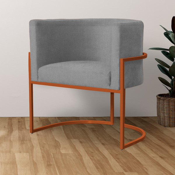 Cadeira Luna Para Clínica Estética Base De Metal Bronze Suede