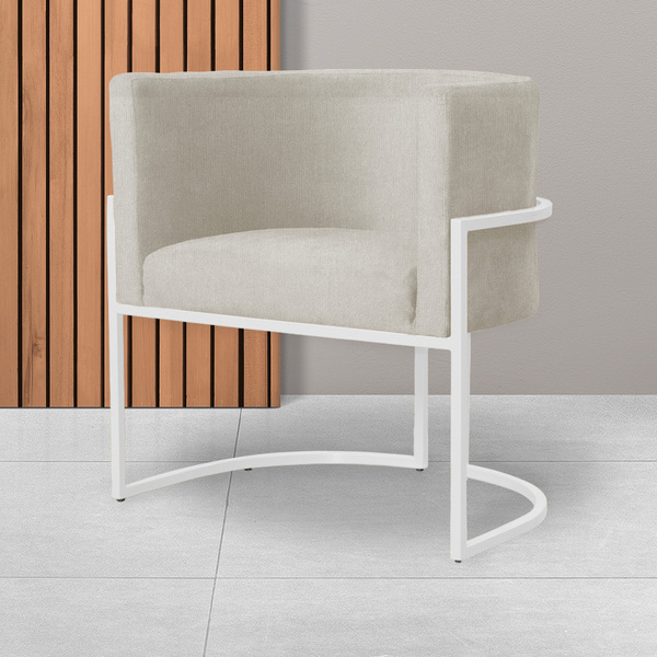 Cadeira Luna Para Consultório Base De Metal Branco Suede Esco