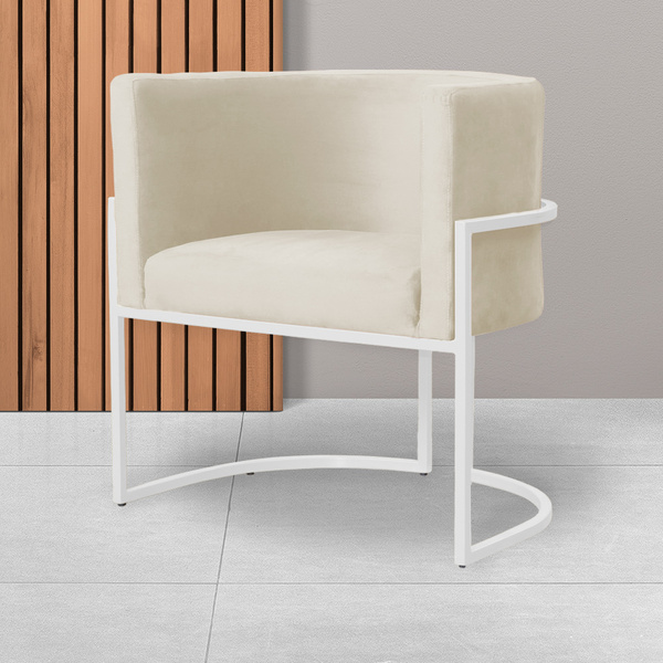 Cadeira Luna Para Consultório Base De Metal Branco Veludo Esc