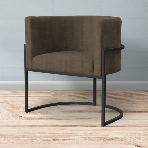 Cadeira Luna Para Escritório Base De Metal Preto  Linho Escol