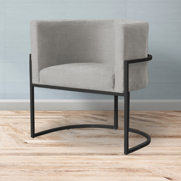 Cadeira Luna Para Escritório Base De Metal Preto  Linho Escol