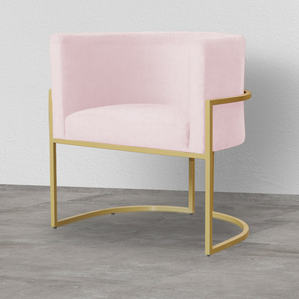 Cadeira Luna Para Penteadeira Base De Metal Dourada Suede Esc