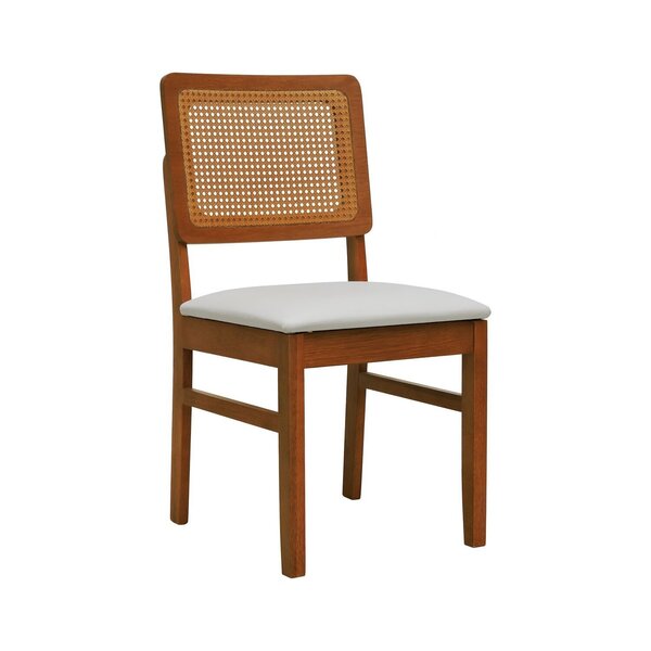 Cadeira Lyon Madeira Maciça Encosto Telinha Assento Estofado