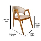Cadeira Madeira Maciça Com Encosto Estofado Barcelona Mel