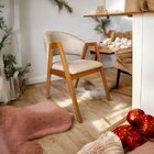 Cadeira Madeira Maciça Com Encosto Estofado Barcelona Mel