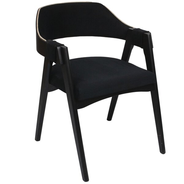 Cadeira Madeira Maciça Estofada No Linho Donna Preto